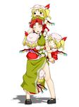 bad_id bad_pixiv_id blonde_hair blush braid breasts chibi chinese_clothes fang flandre_scarlet four_of_a_kind_(touhou) hat hong_meiling long_hair medium_breasts motorboating multiple_girls multiple_persona nyontase red_hair short_hair side_ponytail touhou twin_braids wings 