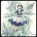  bad_id bad_pixiv_id blue_hair carefree cirno closed_eyes happy ice kinohe short_hair solo touhou wings 