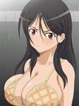  :&lt; black_hair bra breasts brown_eyes fukiyose_seiri large_breasts lingerie long_hair shiny shiny_skin solo to_aru_majutsu_no_index tsubooi underwear wet 