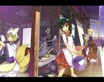  animal_ears barefoot cat_ears cat_tail chen cirno cleaning commentary_request construction fox_tail hakurei_reimu hidebo kirisame_marisa konpaku_youmu letterboxed multiple_girls multiple_tails sitting sitting_on_face sitting_on_person tail touhou wings yakumo_ran yakumo_yukari 