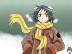 animal_ears brave_witches frown kanno_naoe multiple_girls satou_atsuki scarf shimohara_sadako striped striped_scarf world_witches_series 