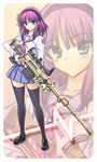  angel_beats! black_legwear blush bolt_action cheytac_m200 full_body green_eyes gun hairband hiyohiyo purple_hair rifle school_uniform scope serafuku skirt sniper_rifle solo thighhighs trigger_discipline weapon yuri_(angel_beats!) zettai_ryouiki zoom_layer 