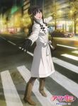  absurdres amagami bag black_hair blue_eyes boots city coat cover crosswalk drill_hair dvd_cover gloves hairband highres long_hair morishima_haruka night non-web_source official_art open_mouth outstretched_arms pantyhose solo 
