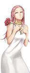  anemone_(eureka_seven) anemone_(flower) bad_id bad_pixiv_id collar dress eureka_seven eureka_seven_(series) flower hair_ornament hairclip highres object_namesake pink_hair simple_background solo twilight_snow white_dress 