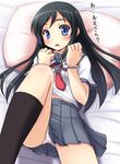  aragaki_ayase black_hair blue_eyes blush cuffs handcuffs long_hair navel ore_no_imouto_ga_konna_ni_kawaii_wake_ga_nai school_uniform solo yamasan 