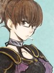  armor bad_id bad_pixiv_id brown_eyes brown_hair cigarette doraeshi final_fantasy final_fantasy_xi glasses hume pauldrons semi-rimless_eyewear solo under-rim_eyewear 