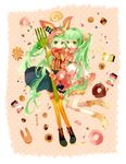  :q animal_ears bandaid bandaid_on_knee bloomers bunny bunny_ears candy checkerboard_cookie cookie doughnut dual_persona food fork full_body garter_straps gloves green_eyes green_hair hatsune_miku highres jelly_bean long_hair looking_at_viewer lots_of_laugh_(vocaloid) multicolored multicolored_clothes multicolored_legwear multiple_girls remimim school_uniform scrunchie serafuku skirt socks striped striped_legwear stuffed_animal stuffed_toy sweets thighhighs tongue tongue_out underwear vertical-striped_legwear vertical_stripes very_long_hair vocaloid yellow_legwear 