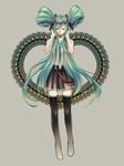  aqua_eyes aqua_hair bad_id bad_pixiv_id fukuta_(hukuda-noil) hatsune_miku long_hair necktie skirt solo thighhighs topless twintails very_long_hair vocaloid zettai_ryouiki 