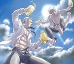  alcohol axis_powers_hetalia beer beer_glas beer_mug blue_sky brothers drink_combat drunk drunken germany_(hetalia) grin kampftrinker prussia_(hetalia) siblings six_pack sky smile sun 