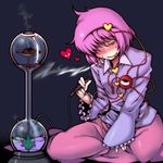  blush drugged gyo hair_over_one_eye hairband heart hookah komeiji_satori marijuana pink_hair short_hair solo third_eye touhou wavy_mouth 