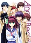  6+boys absurdres angel_beats! glasses hat highres matsushita multiple_boys na-ga naoi_ayato noda_(angel_beats!) ooyama_(angel_beats!) school_uniform serafuku takamatsu tk_(angel_beats!) yuri_(angel_beats!) 