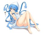  bad_id bad_pixiv_id barefoot blue_eyes blue_hair blush dobunezumi feet hat ikamusume legs long_hair pussy pussy_juice shinryaku!_ikamusume solo tentacle_hair tentacles uncensored 