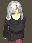  dress face frown grey_eyes grey_hair hama_(22ji_kara_24ji) long_sleeves original pantyhose red_legwear sketch solo sweater sweater_dress 