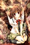  bow brown_hair hair_bow highres kai_yuuki long_hair red_eyes reiuji_utsuho solo third_eye touhou wings 