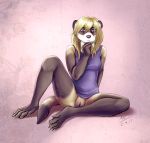  blonde_hair breasts brown_fur clothing conditional_dnp female ferret fur hair mammal moodyferret mustelid purple_eyes pussy shirt white_fur 