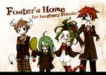  3boys ahoge amputee blooregard_q_kazoo brown_hair coco_(foster's) collar copyright_name doll dress eduardo eyepatch fangs formal foster's_home_for_imaginary_friends glasses green_hair hair_ornament horn multiple_boys necktie personification red_hair rinne_(ringe) skull thighhighs wilt 