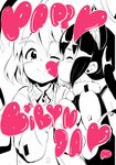  cheek_kiss closed_eyes hair_ornament hairclip hamao happy_birthday hirasawa_yui k-on! kiss monochrome multiple_girls nakano_azusa one_eye_closed smile yuri 