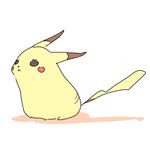  kako_(n0g1_h) lowres no_humans pikachu pokemon pokemon_(creature) shadow simple_background solo white_background 