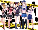  adapted_uniform america_(hetalia) axis_powers_hetalia az0212 bad_id bad_pixiv_id blonde_hair blue_eyes boots breasts china_(hetalia) cleavage cuffs double_bun fishnet_legwear fishnets france_(hetalia) genderswap genderswap_(mtf) glasses green_eyes handcuffs hat high_heels large_breasts long_hair medium_breasts midriff multiple_girls pantyhose police police_uniform purple_eyes russia_(hetalia) scarf sheer_legwear shoes short_hair thighhighs twintails uniform united_kingdom_(hetalia) 