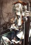  alice_margatroid bad_id bad_pixiv_id blonde_hair blue_eyes bow capelet doll doll_joints fori goliath_doll hair_bow hairband long_hair short_hair solo sword touhou weapon 