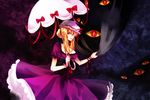  bad_id bad_pixiv_id blonde_hair bow breasts cleavage corset dress eyes gap hat hat_ribbon medium_breasts nr_(cmnrr) petticoat purple_eyes red_eyes ribbon short_hair solo touhou umbrella yakumo_yukari 