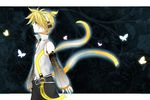  bad_id bad_pixiv_id blonde_hair detached_sleeves headphones kagamine_len kagamine_len_(append) male_focus mikuron ponytail solo vocaloid vocaloid_append 