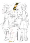  choker concept_art detached_sleeves headphones highres kagamine_len kagamine_len_(append) male_focus official_art osamu_(jagabata) popped_collar sketch translation_request vocaloid vocaloid_append 