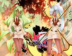  demon_girl double_gold_lacytanga double_gold_spandex glasses gun horns kneesocks_(character) kneesocks_(psg) panty_&amp;_stocking_with_garterbelt red_skin scanty scanty_(psg) scythe smile weapon 