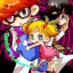  3boys bad_id bad_pixiv_id ballerina ballet_slippers black_hair blonde_hair blooregard_q_kazoo blue_eyes cartoon_network copyright_name dee_dee dexter dexter's_laboratory foster's_home_for_imaginary_friends glasses gloves labcoat mandark multiple_boys necktie orange_hair shoe_ribbon short_twintails sunaosunao twintails 