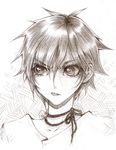 angry anime black_and_white female frown mad monochrome pencil pout ribbon sepia_tone short_hair string 