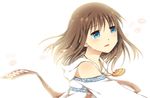  blue_eyes blush brown_hair crying crying_with_eyes_open jewelry key_(company) necklace open_mouth petals short_hair simple_background solo tears touon 