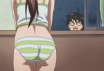  animated animated_gif ass ass_shake back brown_hair gif mitsuki_sohara panties ponytail sakurai_tomoki sora_no_otoshimono striped striped_panties underwear 
