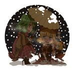  bad_id bad_pixiv_id barefoot blonde_hair blue_eyes blush doll_joints green_hair high_heels kazami_yuuka long_skirt medicine_melancholy multiple_girls plaid plaid_skirt pote_(aonibi_kairou) red_eyes shoes short_hair sideways_mouth sitting skirt smile snow squatting su-san tears teruterubouzu touhou umbrella 