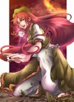  bad_id bad_pixiv_id braid chinese_clothes fighting_stance hat hong_meiling long_hair pants pokimari red_eyes red_hair shoes solo touhou twin_braids 