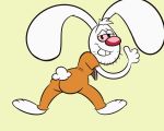  2019 brandy_and_mr._whiskers butt clothing digital_media_(artwork) disney facial_hair lagomorph looking_at_viewer looking_back male mammal mr._whiskers rabbit smile solo zackdadawg 