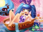  animal_ears bathtub blush breasts chuck chuck_(psg) cleavage covering food ghost ghost_(psg) honekoneko panty_&amp;_stocking_with_garterbelt smile stocking_(character) stocking_(psg) 