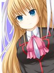  bad_id bad_pixiv_id blonde_hair blue_eyes bow chro little_busters! long_hair pink_bow school_uniform solo tokido_saya 