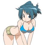  bikini_top breasts cleavage green_eyes green_hair large_breasts nemuro_nao o3o original short_hair shorts solo 