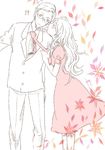  1girl closed_eyes dress formal glasses koibuchi_shuu kuragehime kurashita_tsukimi leaf long_hair necktie suit syt 