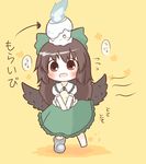  bad_id bad_pixiv_id barefoot blush blush_stickers bow brown_eyes brown_hair chibi egg fire gen_5_pokemon green_bow hair_bow litwick long_hair pokemon pokemon_(creature) pokemon_(game) pokemon_bw red_eyes reiuji_utsuho shoes single_shoe south114 touhou translated unyu wings 