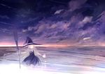  bad_id bad_pixiv_id blonde_hair braid broom closed_eyes glowing hat kirisame_marisa magic night ocean scenery sky smile solo star_(sky) starry_sky touhou twilight ume_(plumblossom) witch_hat 