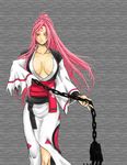  ahomira amputee baiken breasts breasts_apart chain claws facial_mark guilty_gear japanese_clothes kataginu kimono large_breasts long_hair obi one-eyed pink_eyes pink_hair ponytail sash scar scar_across_eye tattoo weapon 
