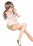  bad_id bad_tinami_id bare_shoulders brown_eyes brown_hair hitori_(htr_t) legs original sandals simple_background skirt solo twintails 
