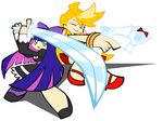  blonde_hair gun panty_&amp;_stocking_with_garterbelt panty_(character) stocking_(character) sword weapon wink 