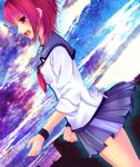  angel_beats! bad_id bad_pixiv_id iwasawa red_eyes red_hair saotome_mirai school_uniform serafuku short_hair sleeves_rolled_up solo wristband 