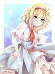  ahoge alice_margatroid bad_id bad_pixiv_id blonde_hair blue_eyes capelet dress frills hairband open_mouth petticoat puppet_rings puppet_strings shain_roki smile solo string touhou 