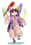  :&lt; bad_id bad_pixiv_id bow club crescent crystal ebi_(daidalwave) hat long_hair patchouli_knowledge purple_eyes purple_hair solo touhou weapon 