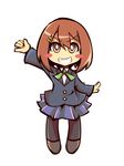  blazer brown_eyes brown_hair grin hair_ornament hairclip hirasawa_yui jacket k-on! pantyhose parody school_uniform short_hair skirt smile solo style_parody tom_(drpow) waving 