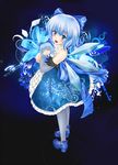  :3 alternate_costume bad_id bad_pixiv_id blue_eyes blue_hair bow character_doll cirno doll frills hair_bow nekokotei pantyhose platform_footwear platform_heels short_hair solo touhou wings 