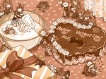  1boy 6+girls brown chocolate clone gift happy_valentine matokichi minigirl monochrome multiple_girls parody pikmin_(series) ponytail umineko_no_naku_koro_ni ushiromiya_eva ushiromiya_jessica ushiromiya_krauss ushiromiya_natsuhi ushiromiya_rosa valentine 